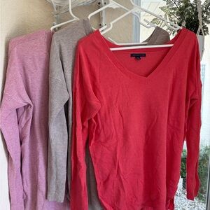 AE 3 Sweaters bundle!!!! Lightweight,
Cotton, V Neck, trendy,  Layering Women’s